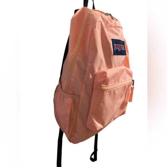 EUC JanSport Cross Town 100% Authentic School Backpack Peach Neon - Picture 3 of 6